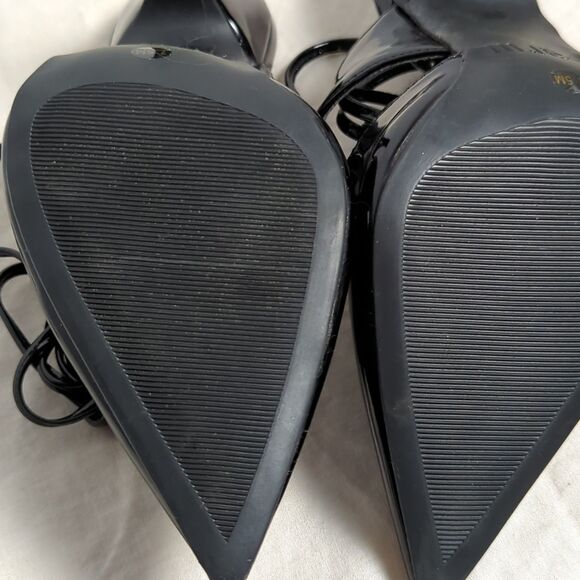 Bar III Black Patent Lace Up Stilettos - Pointed Toe -  Candace - 7.5M - Picture 7 of 10